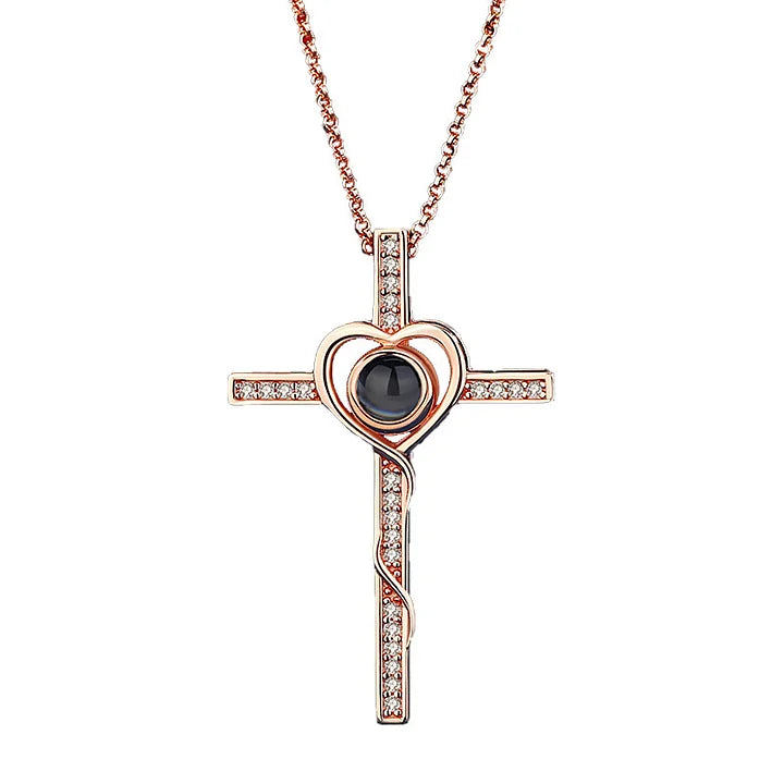 Photo customization projection cross pendant necklace