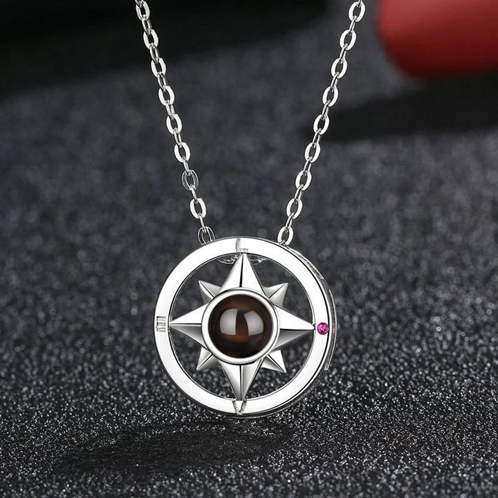 Photo customization projection necklace, compass pendant