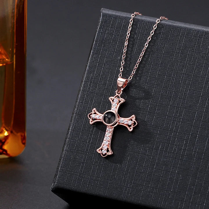 Customized photo projection necklace luxury cross