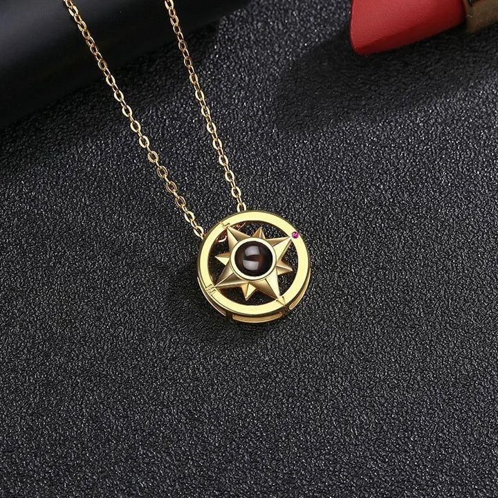 Photo customization projection necklace, compass pendant