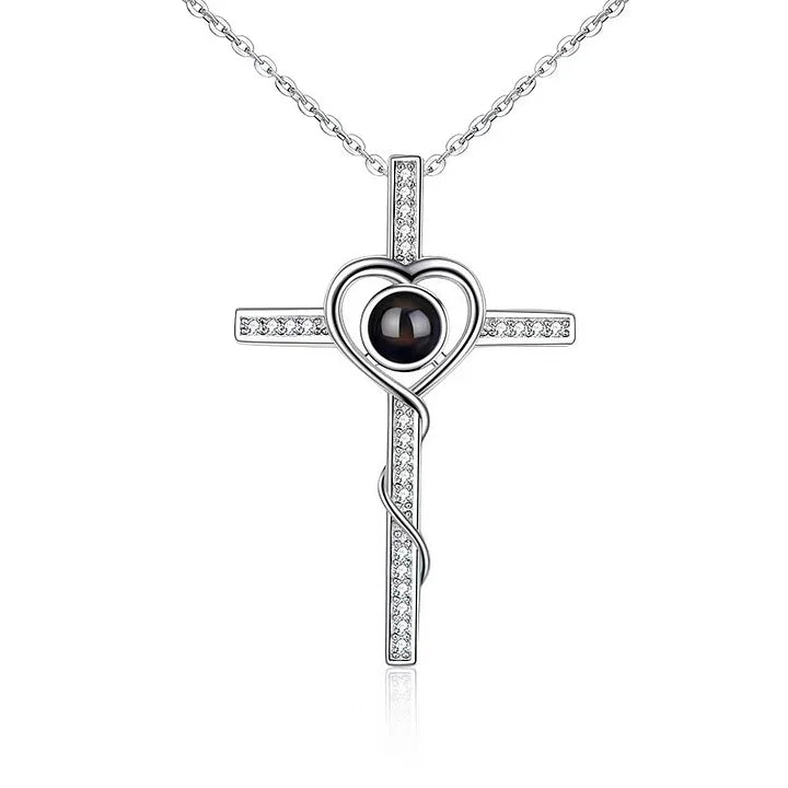 Photo customization projection cross pendant necklace