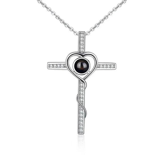 Photo customization projection cross pendant necklace