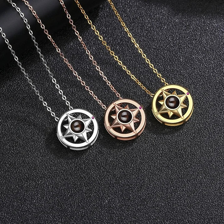 Photo customization projection necklace, compass pendant