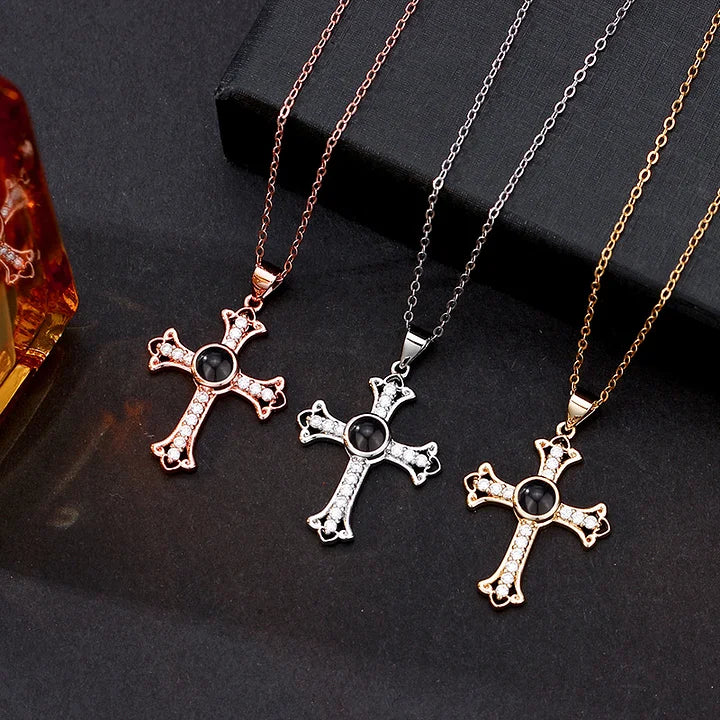 Customized photo projection necklace luxury cross