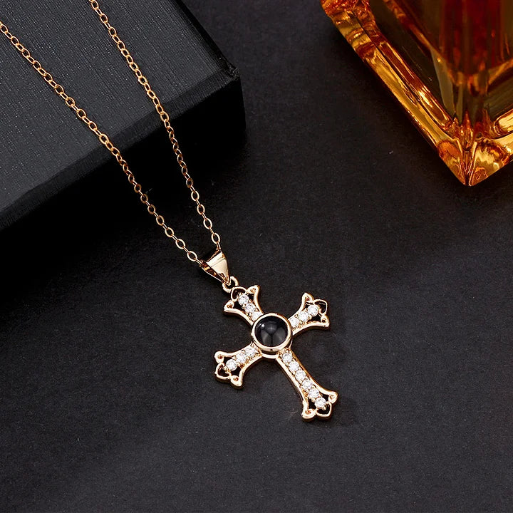 Customized photo projection necklace luxury cross