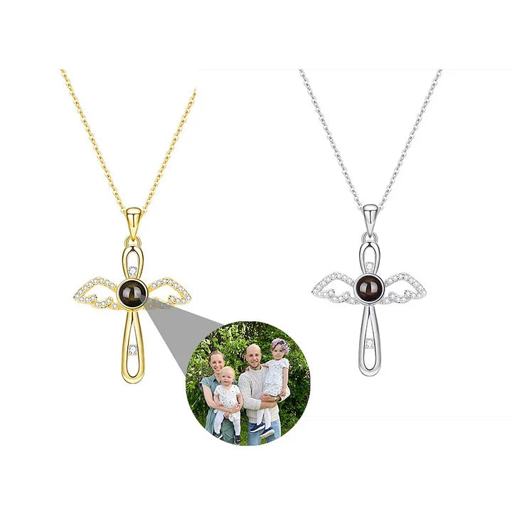 Angel Cross Custom Photo Custom Projection Necklace