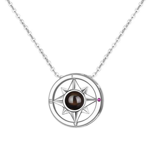 Photo customization projection necklace, compass pendant